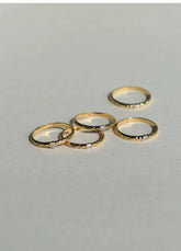 High-Polish Textured Zirconia Minimalist Ring